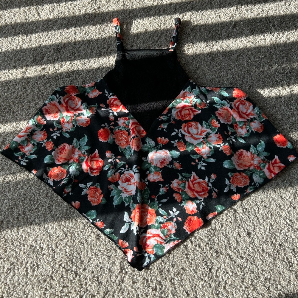 Pink floral crop top